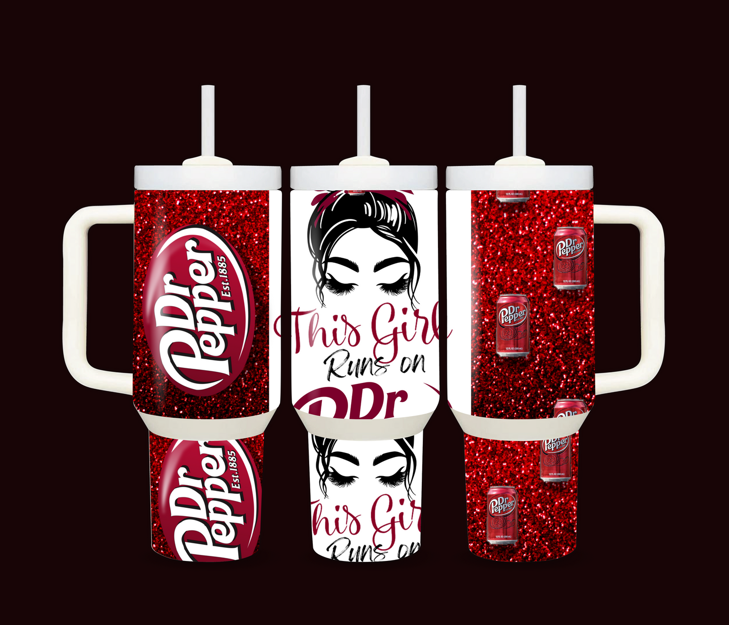 This girl runs on Dr pepper 20 and 40oz tumbler