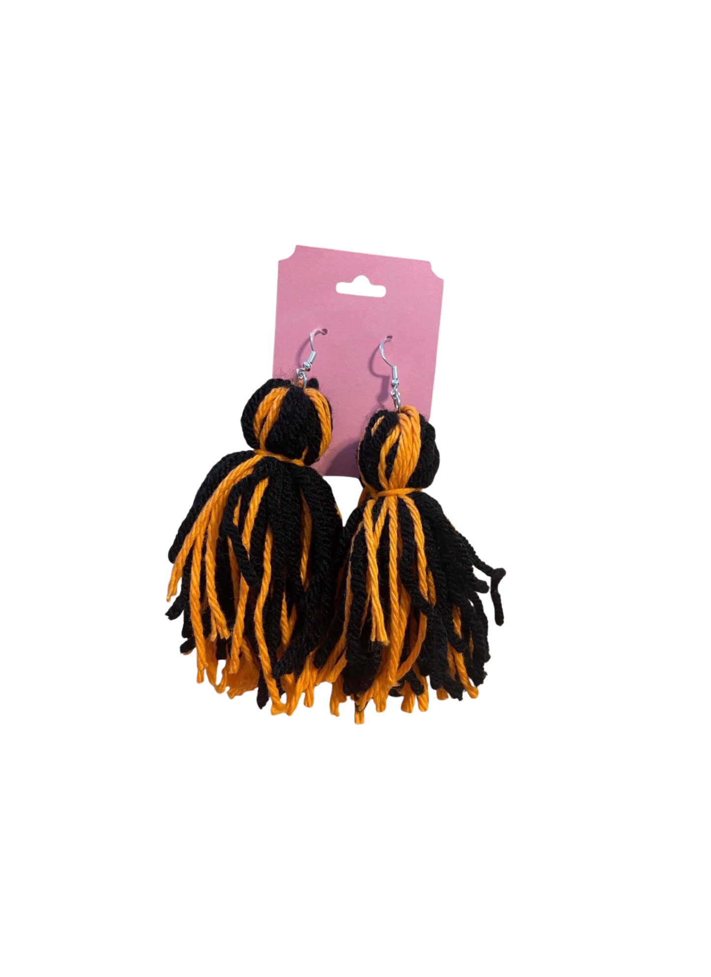 Black and yellow loop tassel earrings