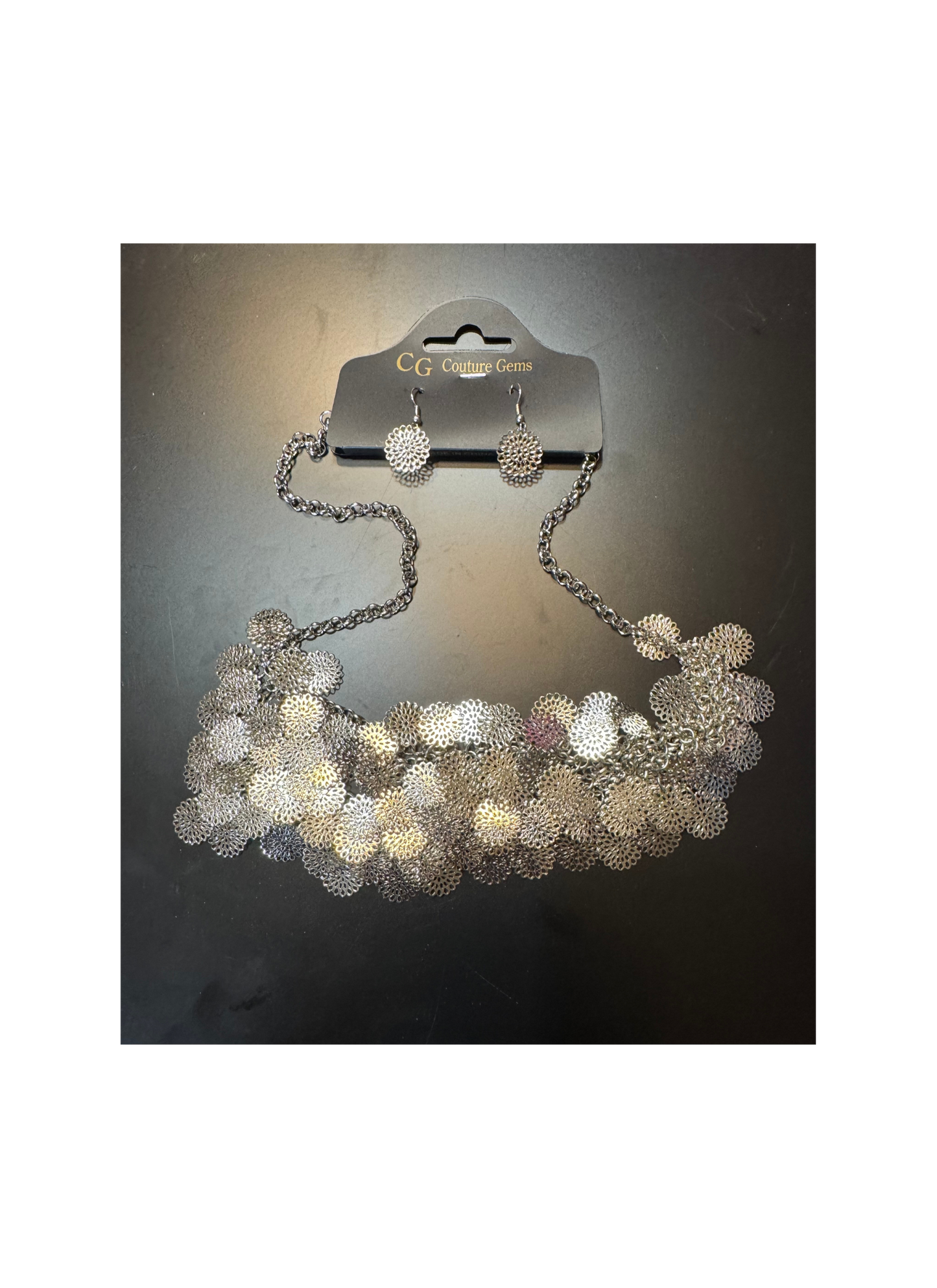 Silver Necklace and Earring Set