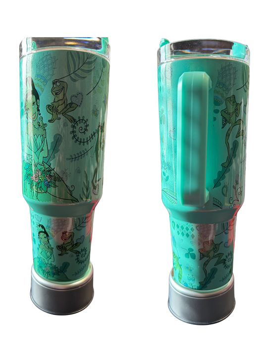 Princess and the Frog 40oz green shimmer tumbler
