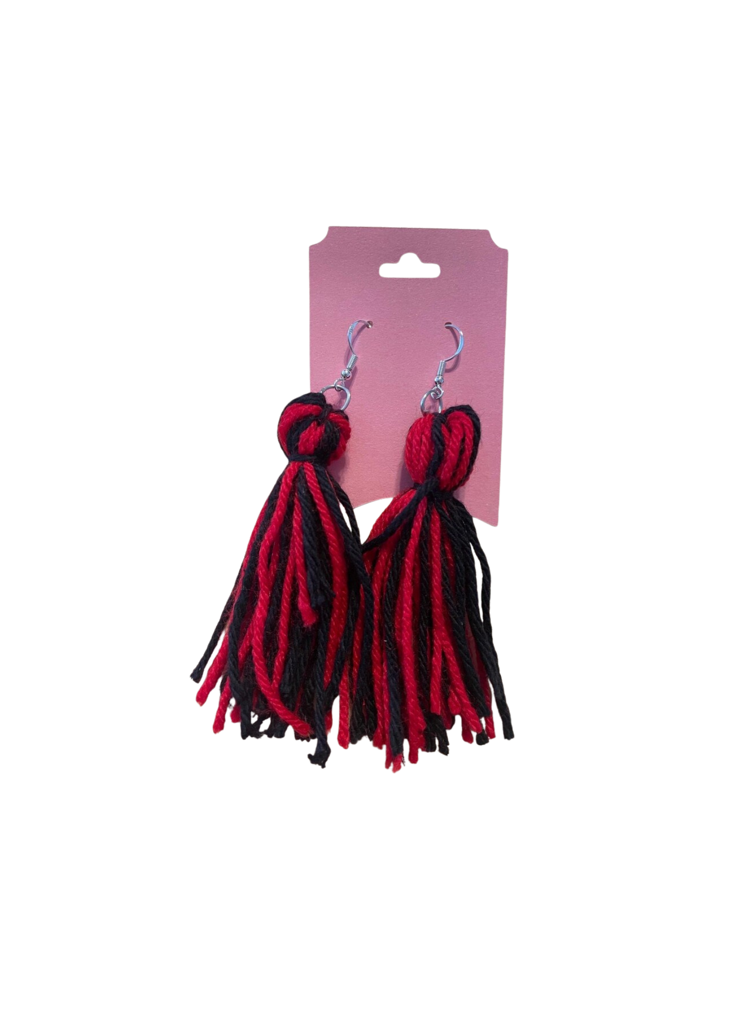Black and Red loop tassel earrings
