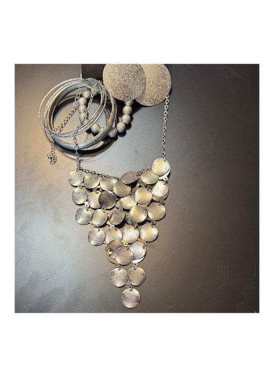 Silver Earrings necklace and bracelet set