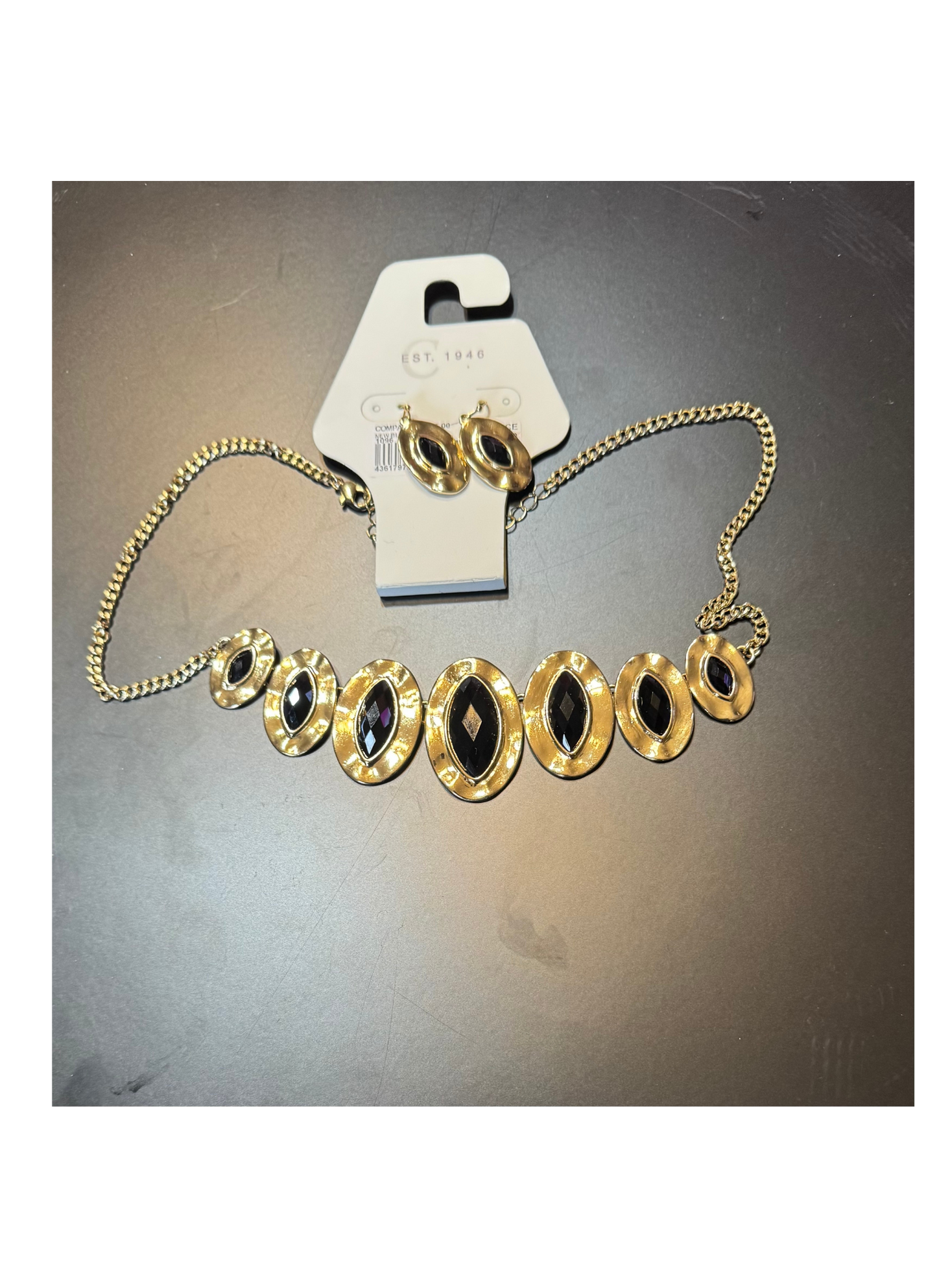 Black and gold earring and necklace set