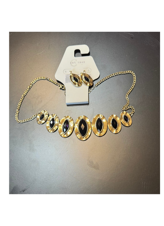 Black and gold earring and necklace set