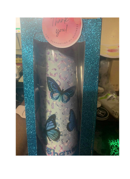 Blue butterfly 20oz tumbler