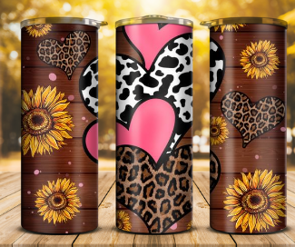 Hearts and sunflowers tumbler