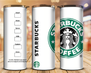 Green and White Starbucks tumbler