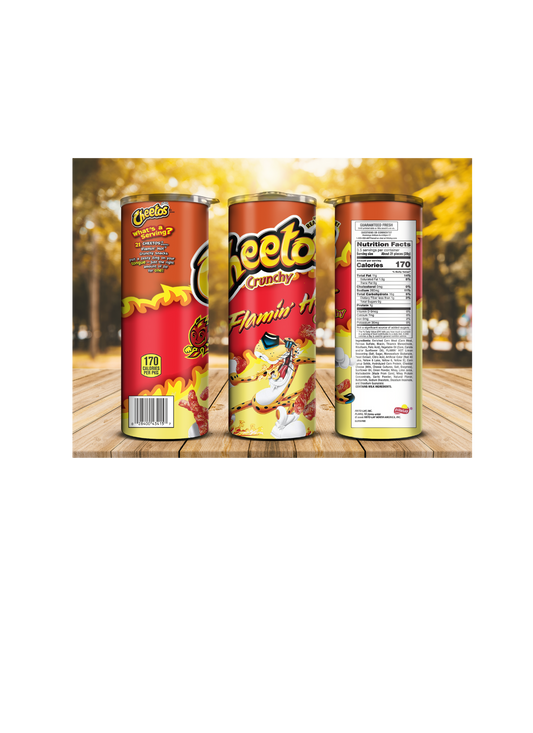 Flamin Hot Cheetos 20oz tumbler with topper