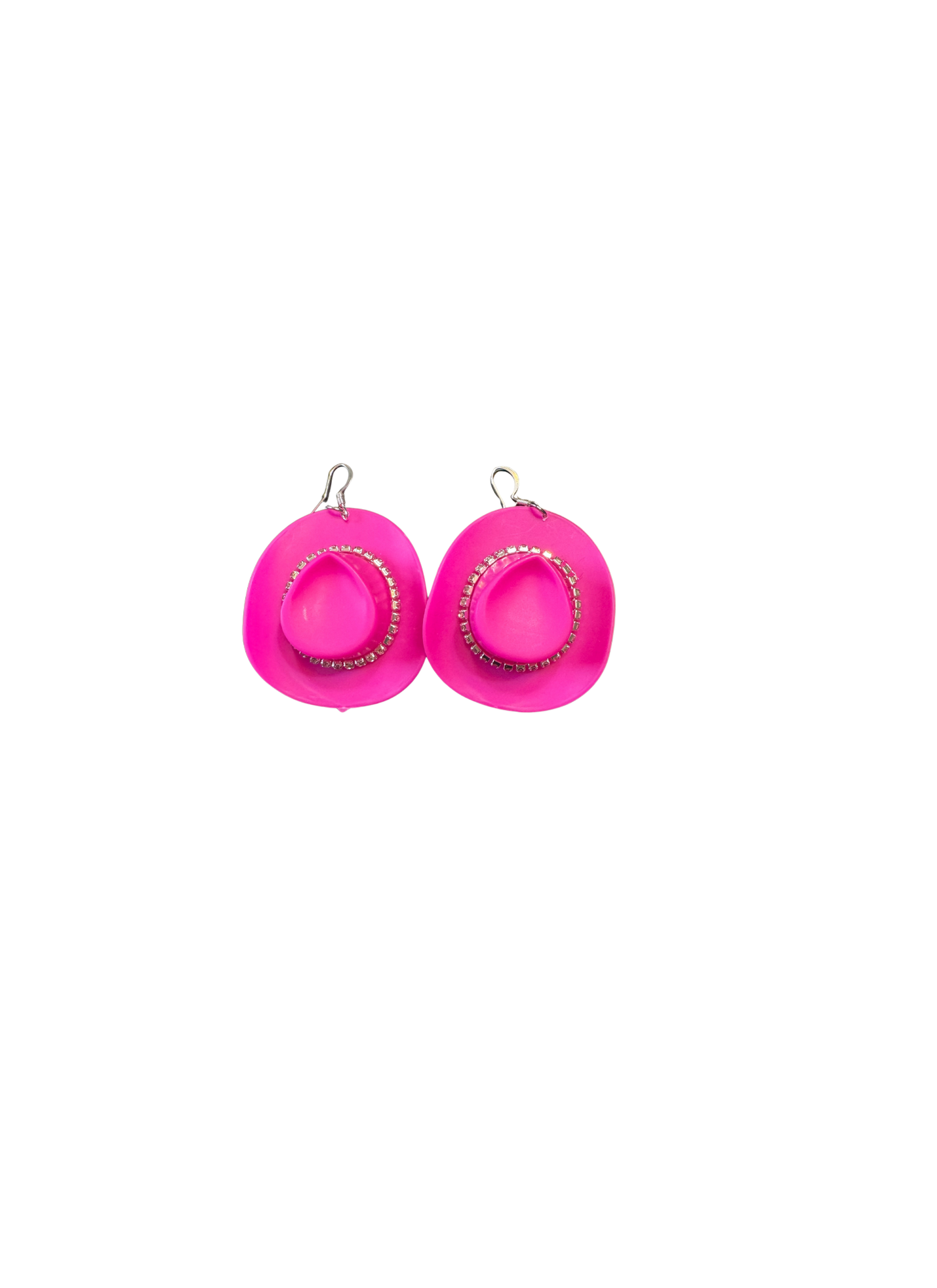 Pink rhinestone cowgirl hat loop earrings